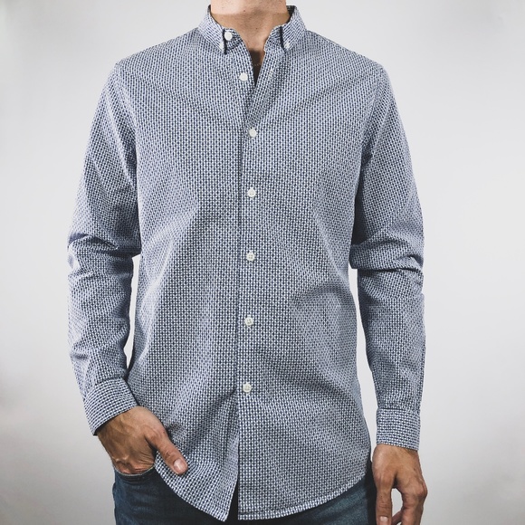 Topman Other - TOPMAN Blue White Slim Fit Dobby Plaid Shirt M